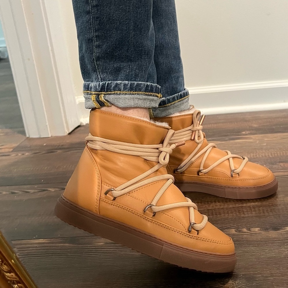 NWT Anthropologie INUIKII Napa Boots Leather Sneaker Genuine Shearling - Picture 7 of 13